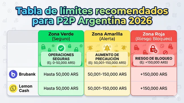 Tabla de límites recomendados para P2P Argentina 2026